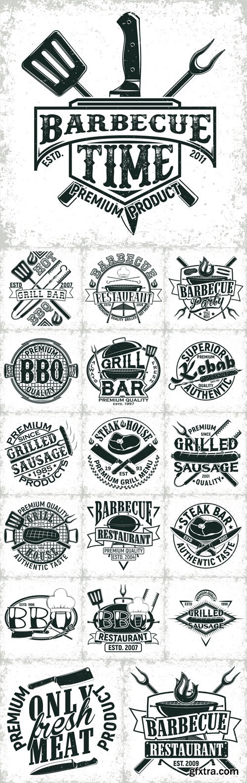 Vector Set - Barbeacue Vintage Logos Design Vector Set - Barbeacue Vintage Logos Design