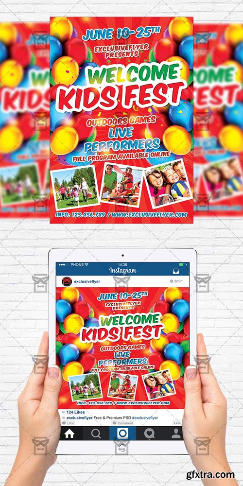 Kids Fest - Flyer Template + Instagram Size Flyer