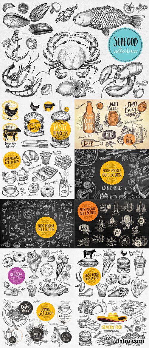 Vector Food Doodle Elements