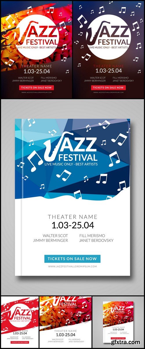 Vector musical flyer Jazz festival 6X EPS