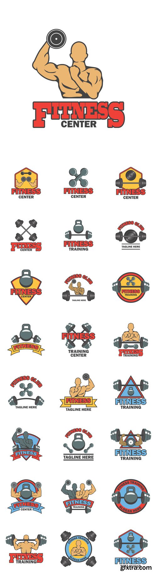 Vector Set - Fitness Logo with Text Space for Your Slogan or Tagline Vector Set - Fitness Logo with Text Space for Your Slogan or Tagline