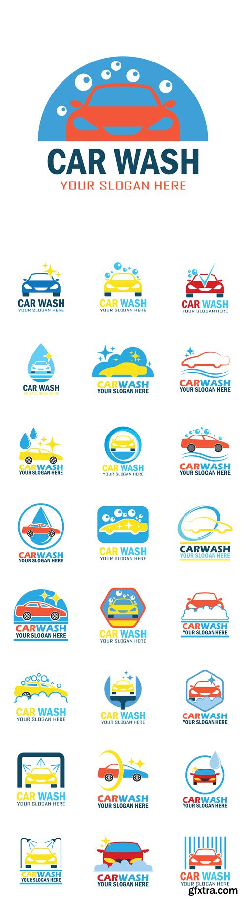 Vector Set - Car Wash Service Logos with Text Space for Your Slogan