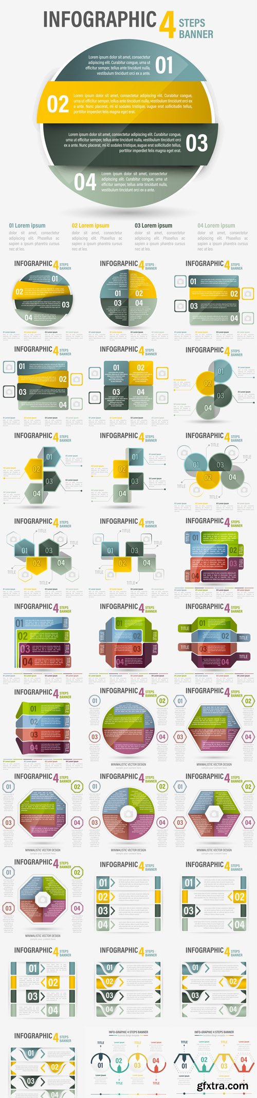 Vector Set - Abstract Business Four Steps Infographic Banners Vector Set - Abstract Business Four Steps Infographic Banners