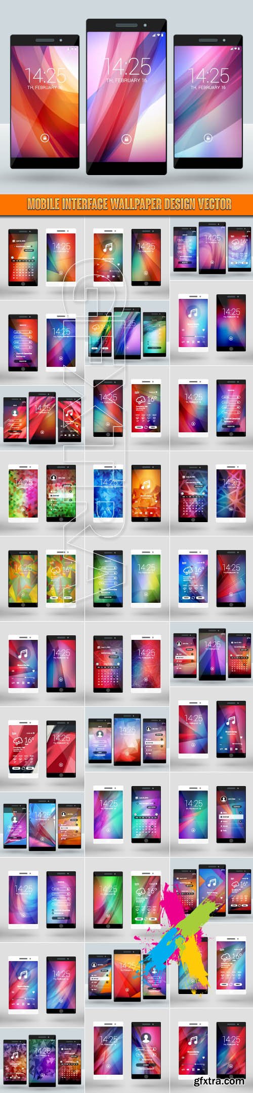 Mobile interface wallpaper design vector