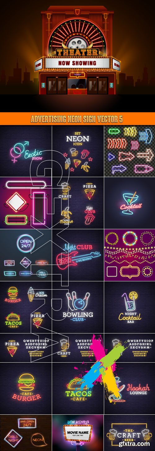 Advertising neon sign vector 5