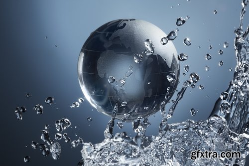 Collection of a drop of water flower 3d illustration of a planet nature liquid 25 HQ Jpeg