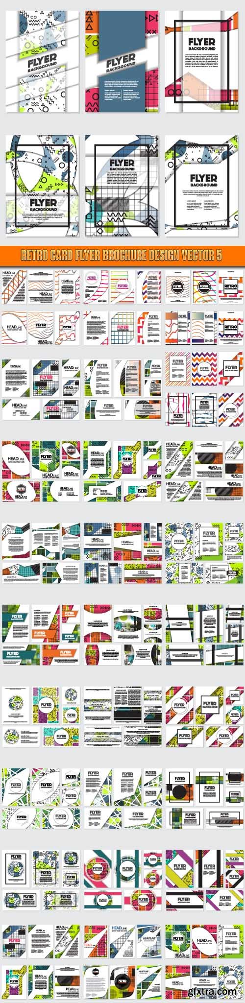 Retro card flyer brochure design vector 5