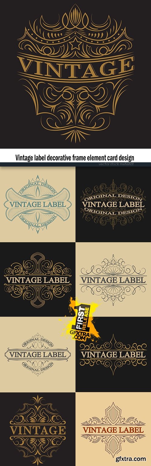 Vintage label decorative frame element card design