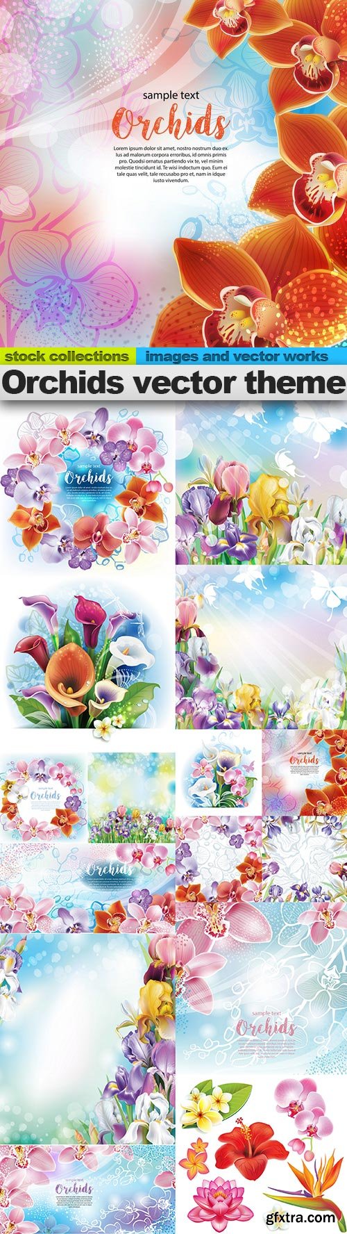 Orchids vector theme, 15 x EPS