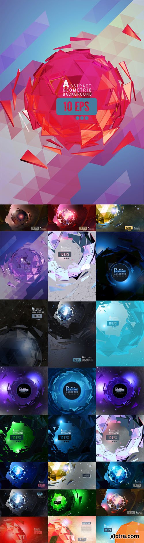 Vector Set - Abstract Triangle Sphere on Space BG with Connect Dots