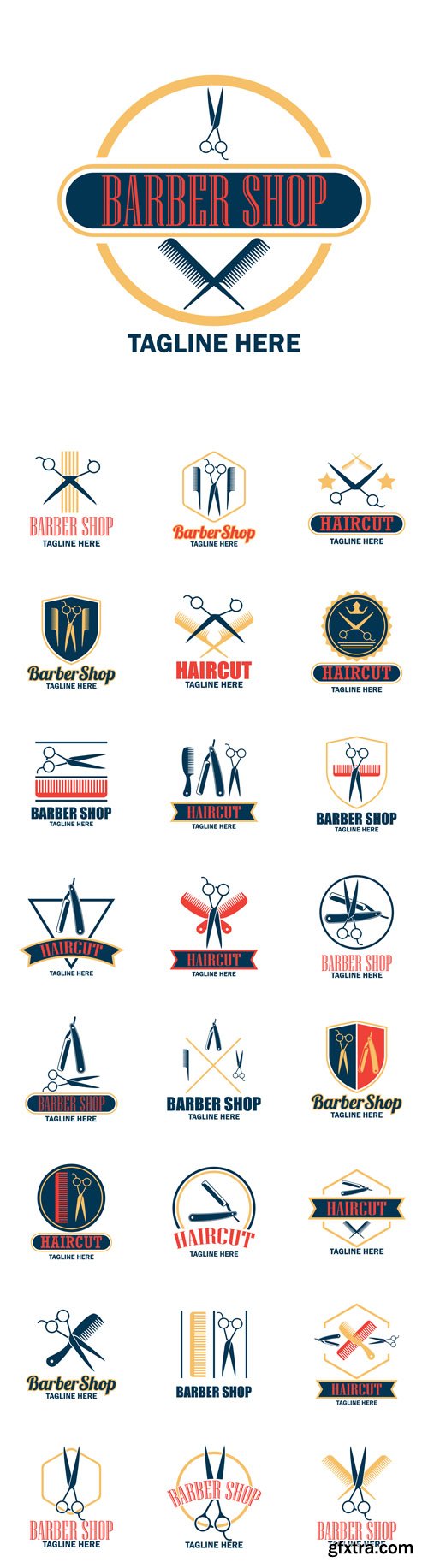 Vector Set - Barber Shop Logos with Text Space for Your Slogan or Tagline