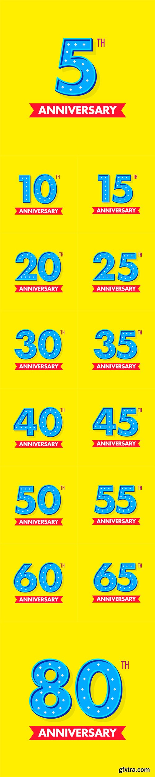 Vector Set - Nice and Moderns Blue Number for Celebrations and Anniversaries