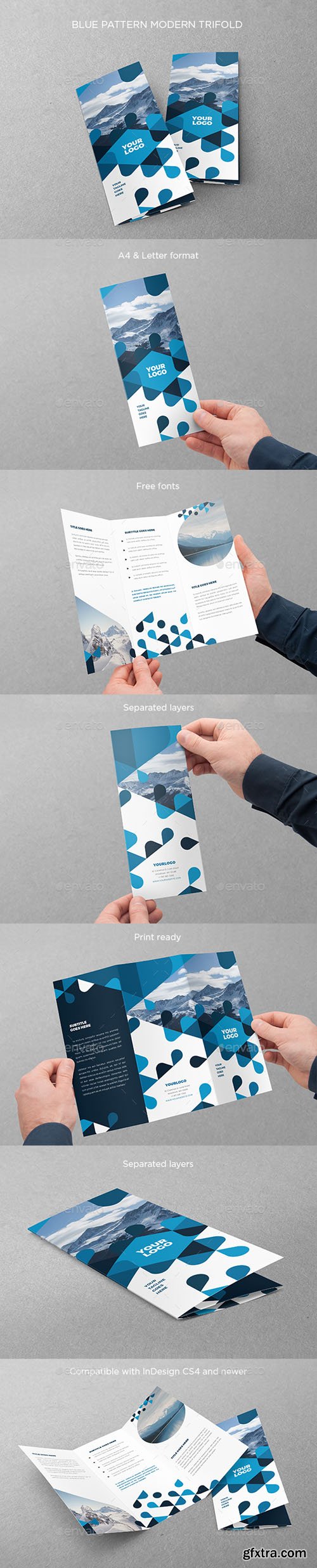 Blue Pattern Modern Trifold 8407522