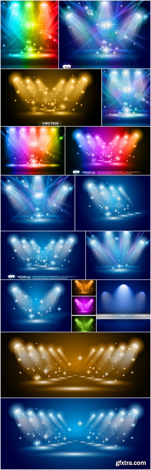 Magic Spotlights and glowing effect 14X EPS