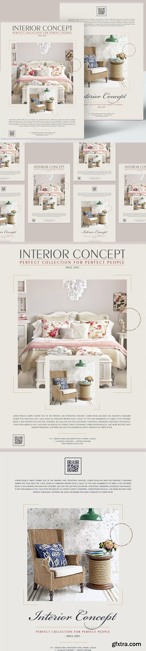 Interior Concept Flyer Design Templates in Vector