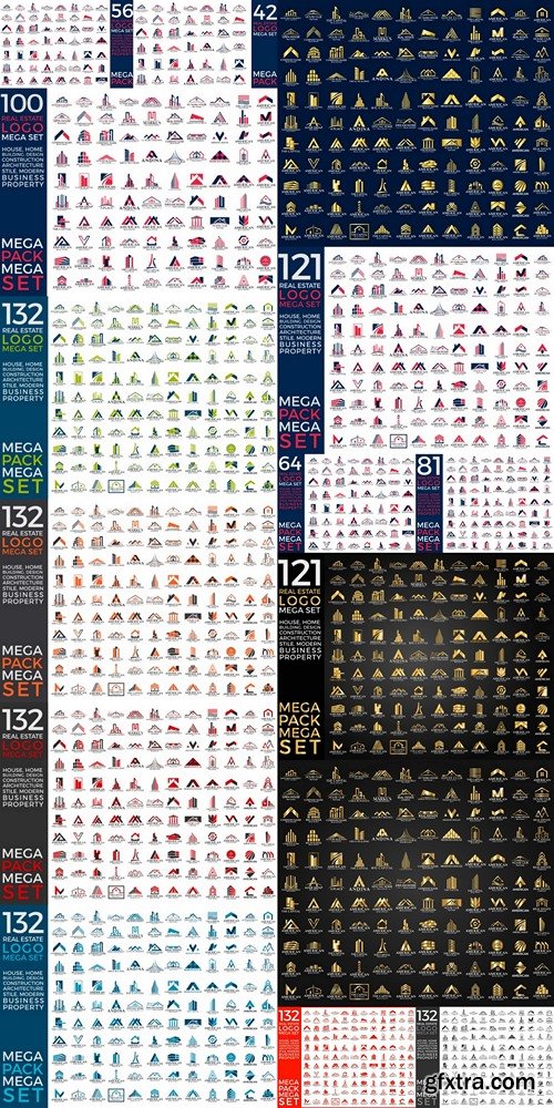 Mega Set and Big Group, Real Estate, Building and Construction Logo Vector Design