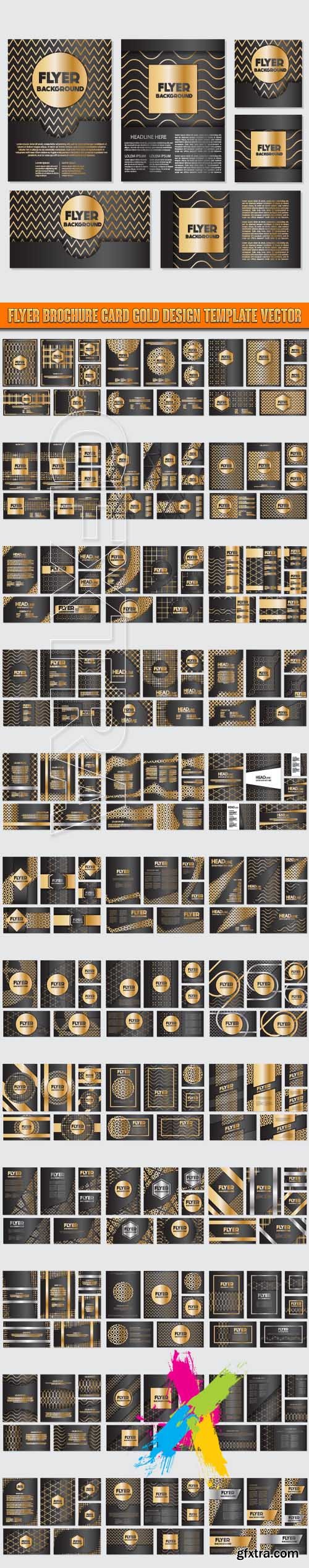 Flyer brochure card gold design template vector
