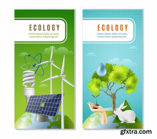 Collection earth ecology day holiday flyer banner cleanliness icon sticker 25 EPS