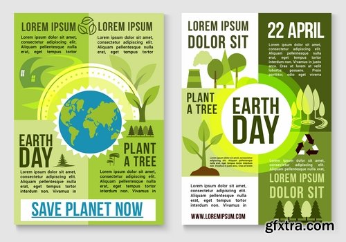 Collection earth ecology day holiday flyer banner cleanliness icon sticker 25 EPS