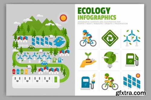 Collection earth ecology day holiday flyer banner cleanliness icon sticker 25 EPS