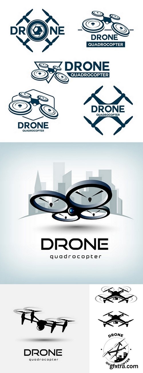 Drone quadrocopter logo template