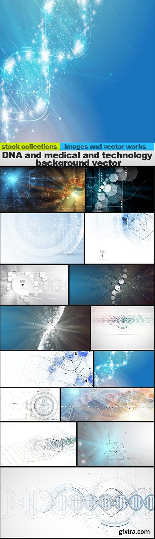 DNA and medical and technology background vector, 15 x EPS