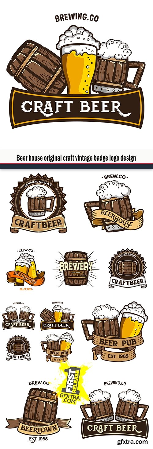 Beer house original craft vintage badge logo design