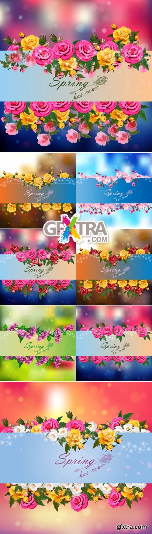 Postcards with Flowers Vector