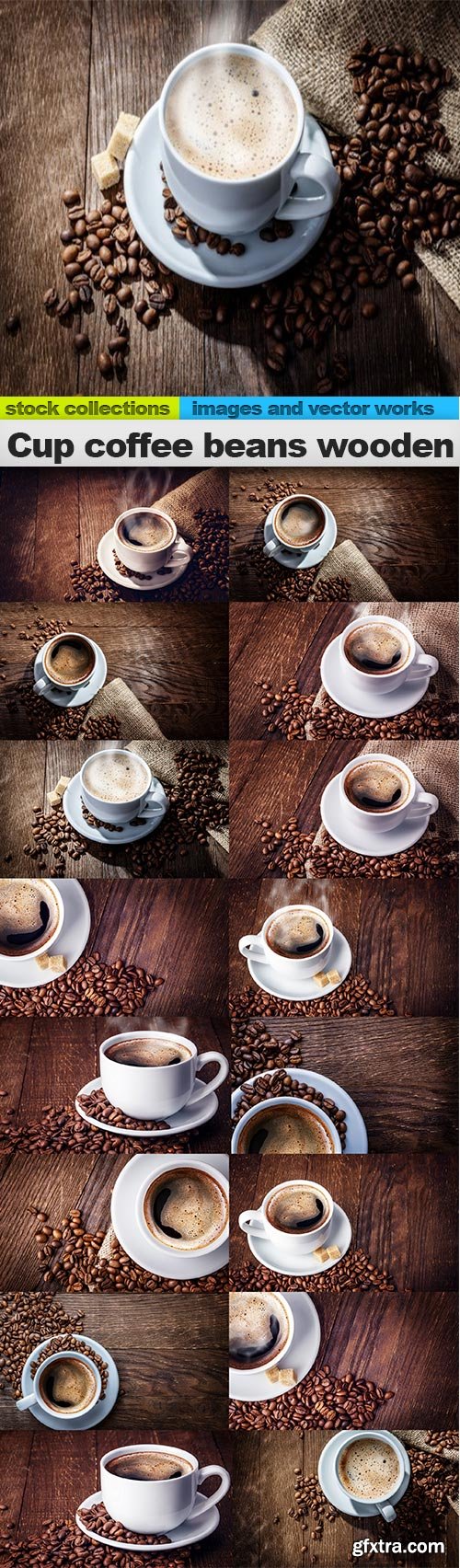 Cup coffee beans wooden, 15 x UHQ JPEG