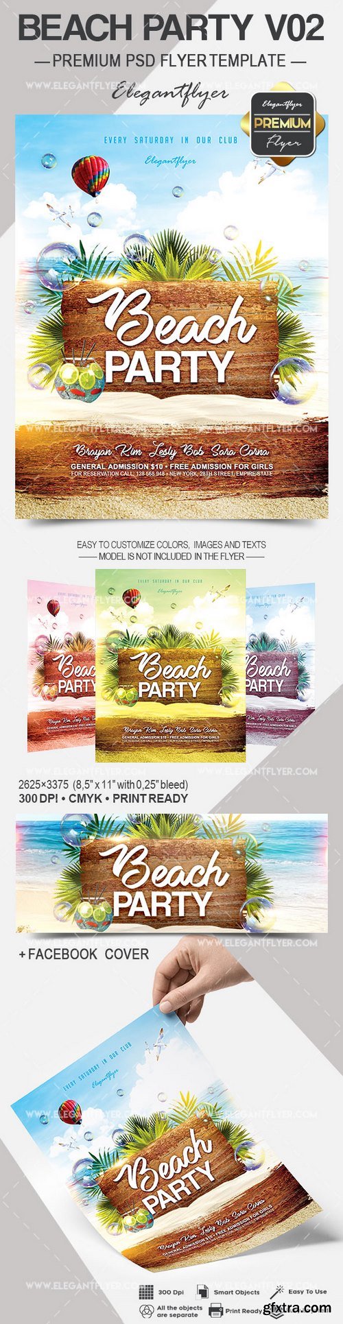 Beach Party V02 – Flyer PSD Template + Facebook Cover
