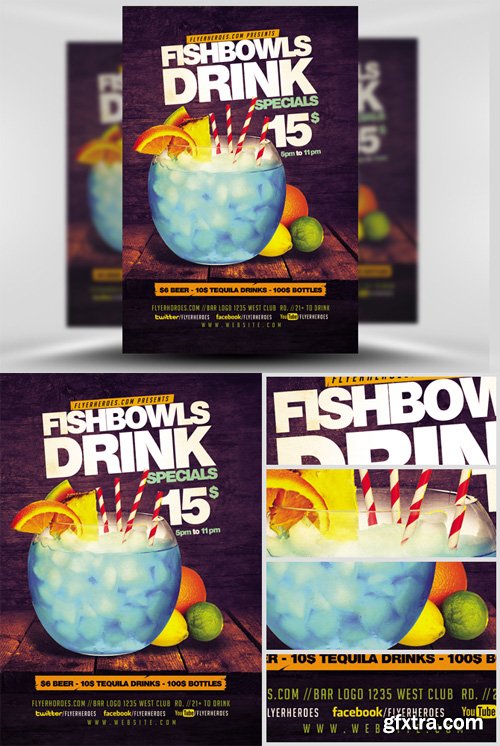 Fish Bowl and Drink Flyer Template Fish Bowl and Drink Flyer Template
