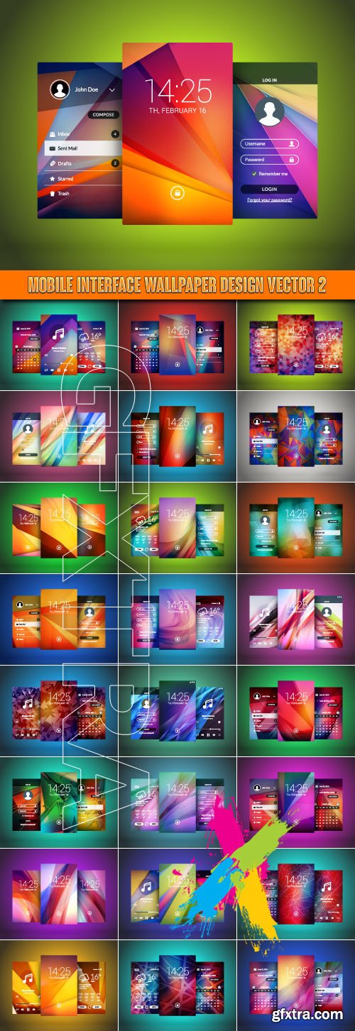 Mobile interface wallpaper design vector 2