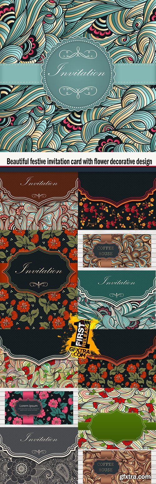 Beautiful festive invitation card with flower decorative design