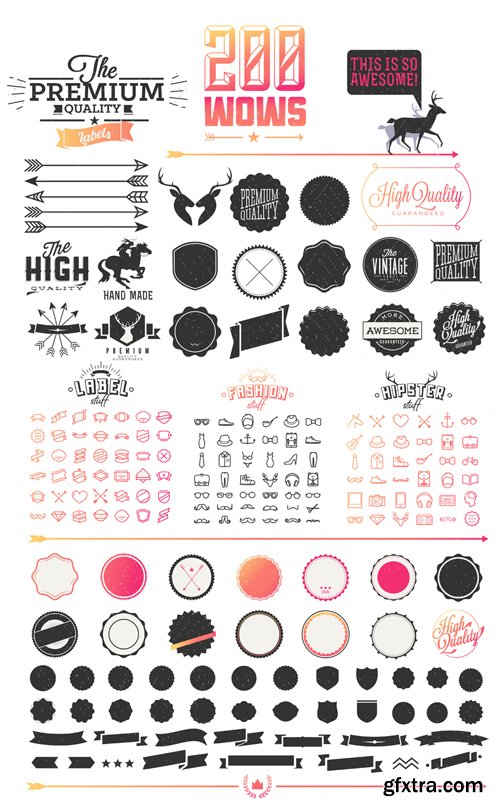 Set of Vintage Retro Labels Hipster in Vector