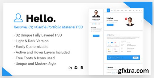ThemeForest - Hello - Resume, CV, vCard & Portfolio Material PSD Template 19652872 ThemeForest - Hello - Resume, CV, vCard & Portfolio Material PSD Template 19652872