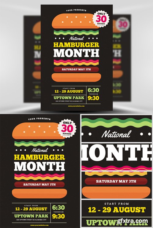 National Hamburger Month Flyer Template National Hamburger Month Flyer Template