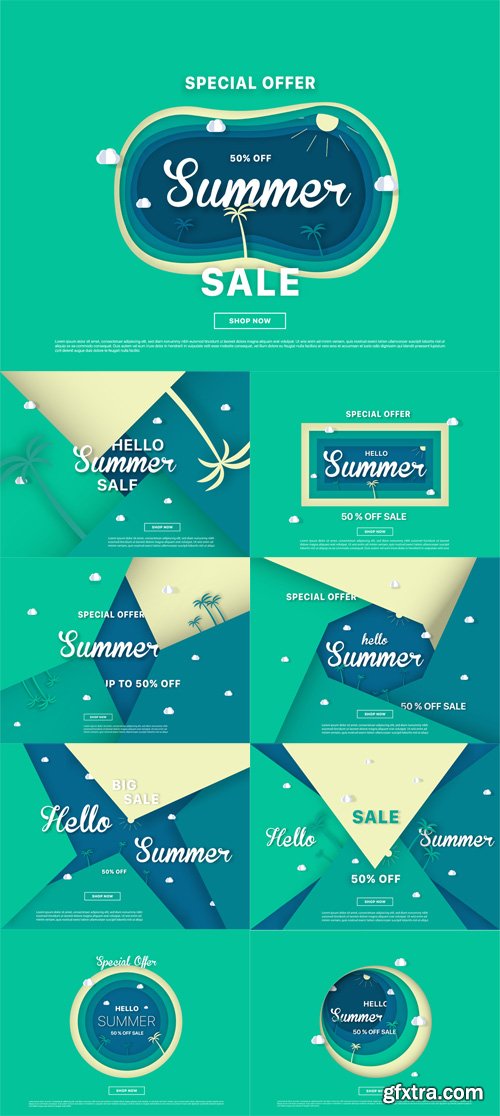 Vector Set - Summer Sale Colorful Backgrounds