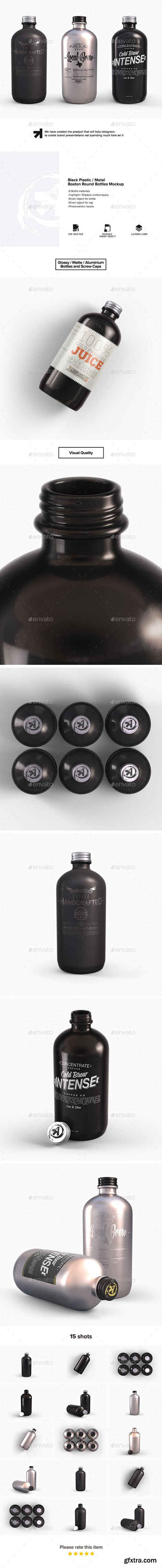 GR - Plastic Metal Boston Round Bottles Mockup 19865372