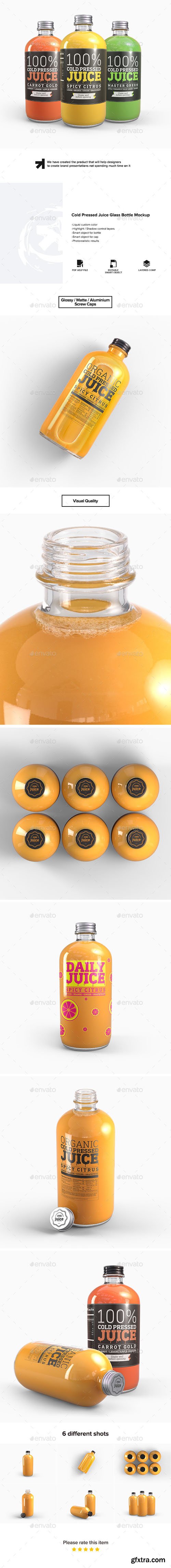 GR - Cold Pressed Juice Glass Bottle Mockup