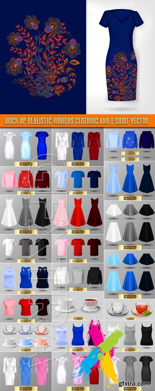 Mock Up Realistic womens clothing and T-shirt vector