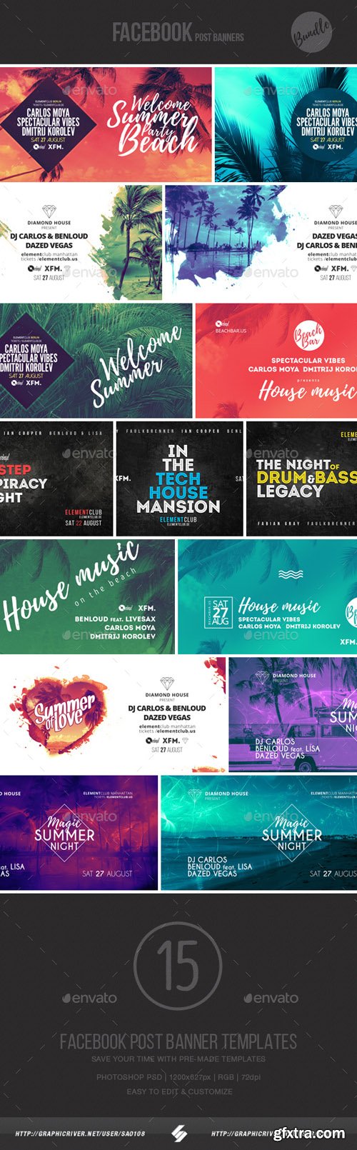 GR - Electronic Music Event Facebook Post Banner Templates Bundle 4 19904876