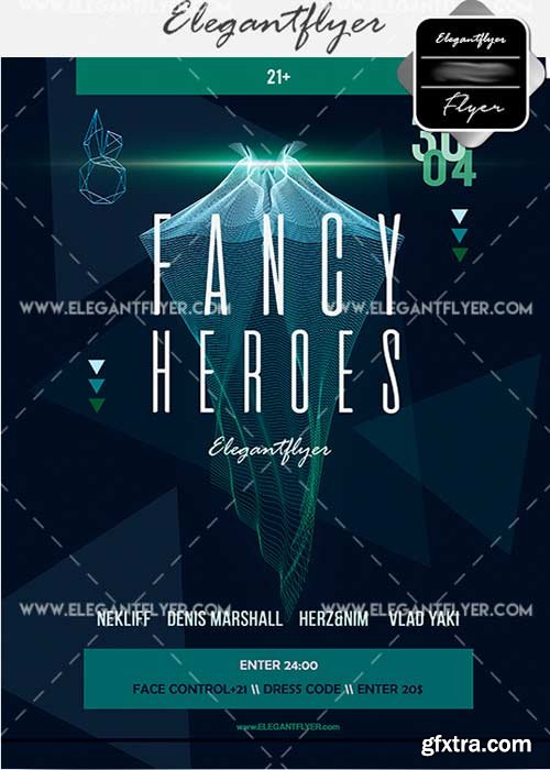 Fancy Heroes V3 Flyer PSD Template + Facebook Cover