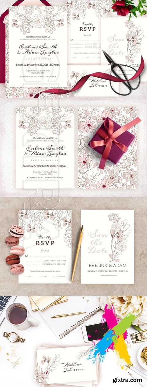 CM - Floral Wedding Invitation Set 1469858
