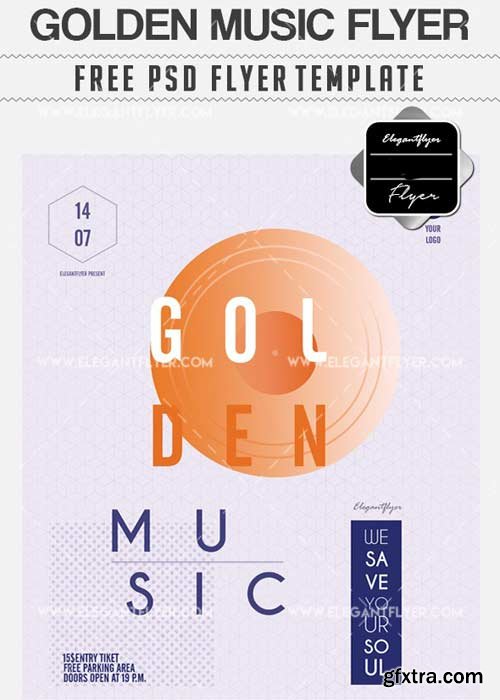 Golden music Flyer PSD V14 Template + Facebook Cover
