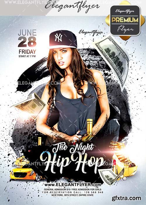 Night Hip Hop V15 Flyer PSD Template + Facebook Cover