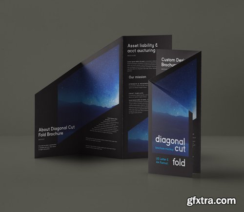Diagonal Psd Tri Fold Mockup US A4 Diagonal Psd Tri Fold Mockup US A4