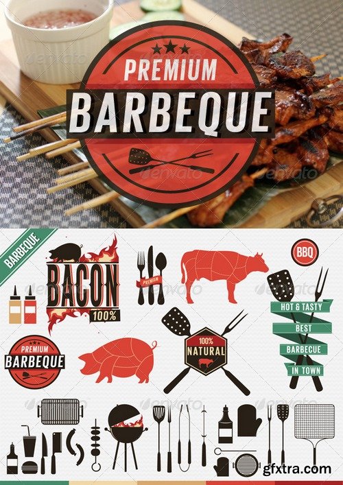Graphicriver - Barbecue Vintage Labels, Grill Icons 4819886