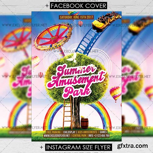 Summer Amusement Park - Premium A5 Flyer Template Summer Amusement Park - Premium A5 Flyer Template