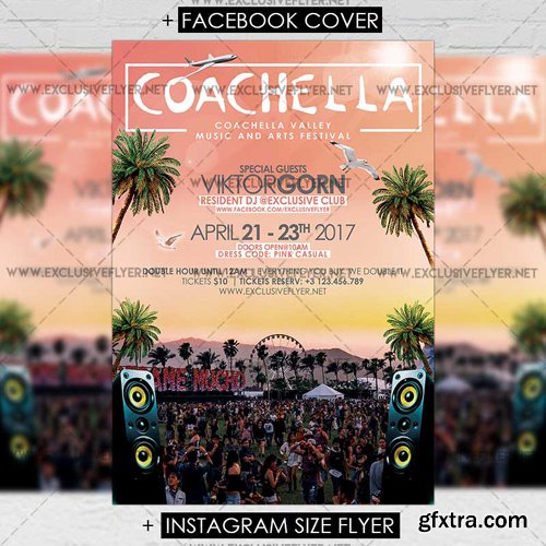 Coachella - Premium A5 Flyer Template Coachella - Premium A5 Flyer Template