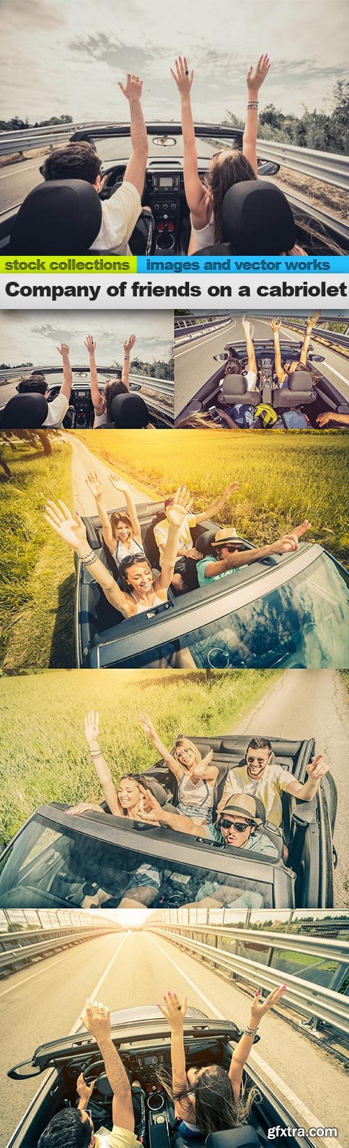 Company of friends on a cabriolet, 15 x UHQ JPEG